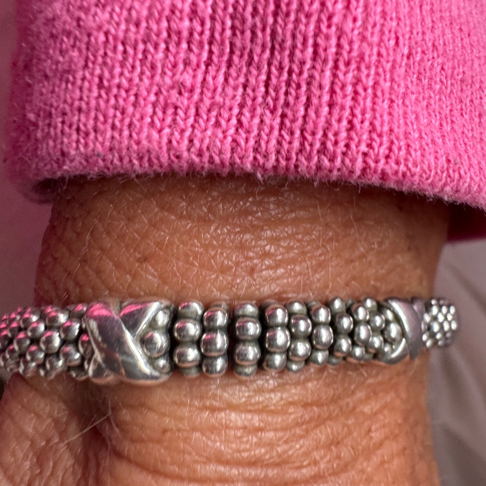 LAGOS Silver caviar Bracelet three x station - Picture 2 of 5